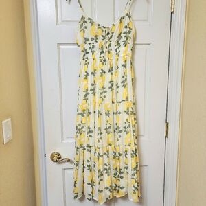 Lemon Print Maxi Dress - Yellow and Green
